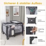 Nešiojama kūdikio lovytė-žaidimų aikštelė su vystymo stalu ir sulankstomu čiužiniu (Šviesiai pilka)