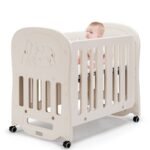 Daugiafunkcis lopšys su ratukais ir dviejų lygių reguliavimu (Smėlio)