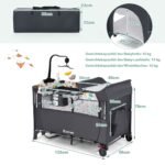 Daugiafunkcė 5-in-1 kūdikio lovytė su vystymo stalu (Pilka)