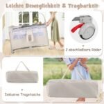 5-in-1 sulankstoma vaikiška lovytė su čiužiniu ir ratukais (Smėlio)