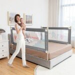 Vaikiškas lovos apsaugos barjeras 175 cm (Tamsiai pilka)