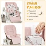 Reguliuojamo aukščio vaikiška kėdutė su atrama kojoms ir nugarai (Rožinė)