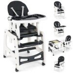 Daugiafunkcinė vaikiška kėdutė su stalu (Juoda)