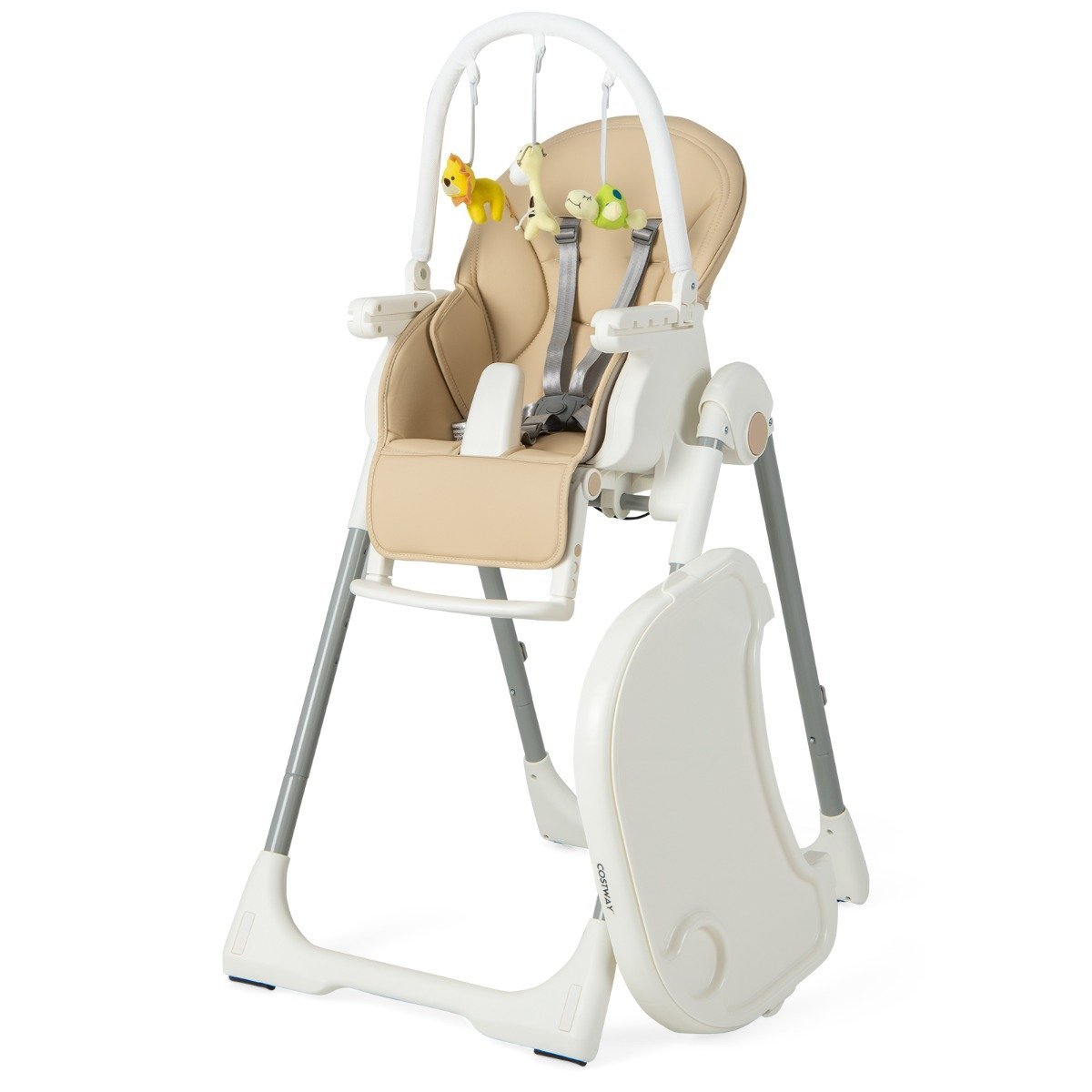babystuhl-ad10018ye_8_ Sulankstoma vaikiška kėdutė su žaislų lanku ir reguliuojama atlošu (Geltona)