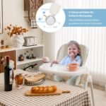 Reguliuojama vaikiška maitinimo kėdutė su nuimamu padėklu ir paminkštinimu (Smėlio)