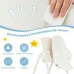 Reguliuojama vaikiška maitinimo kėdutė su nuimamu padėklu ir paminkštinimu (Smėlio)