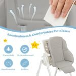 Reguliuojamo aukščio vaikiška kėdutė su nuimamu padėklu ir paminkštinimu (Pilka)