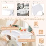 Reguliuojama vaikiška kėdutė su dvigubu padėklu (Smėlio)