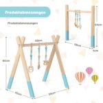 Medinis kūdikio maniežas su trimis pakabinamais žaislais (Žalia)
