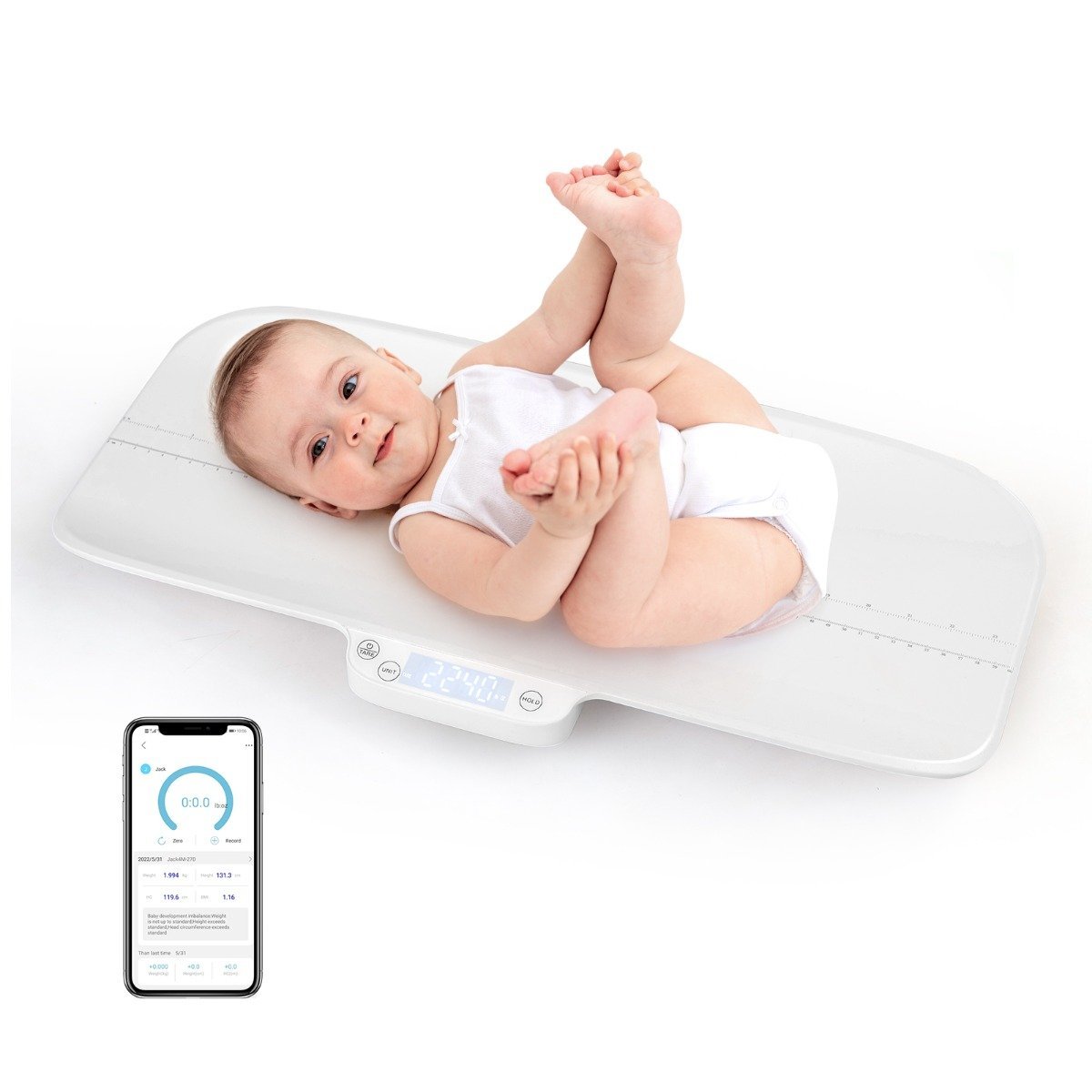babywaage-ac10017wh_9_ Didelio tikslumo skaitmeninės kūdikių ir augintinių svarstyklės su APP valdymu (Balta)