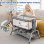 Kompaktiška daugiafunkcė kūdikio lovytė su apsauga nuo vabzdžių (Pilka)