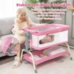 Mobilus lopšelis-lovytė su apsauga nuo uodų (Rožinė)