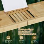 Ištraukiama bambukinė vonios lentyna su reguliuojamu stoveliu (Natūrali)