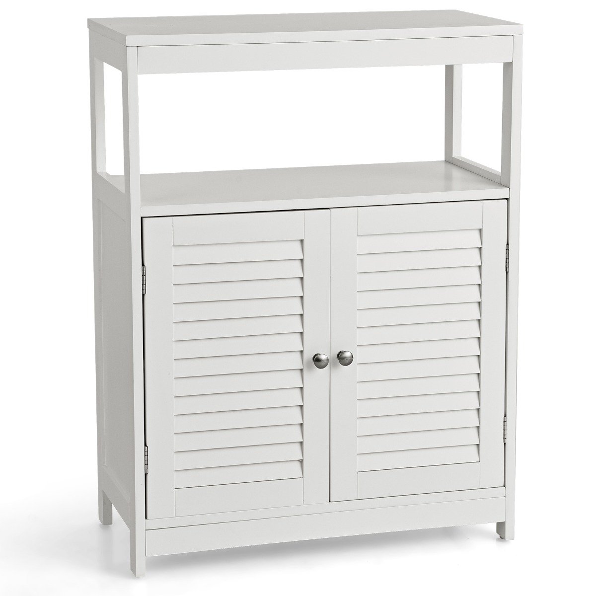 badezimmer-bodenschrank_-hw66189_2_ Kompaktiška pastatoma spintelė su durelėmis ir reguliuojama lentyna (Balta)