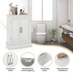 Vonios spintelė su dviem reguliuojamomis lentynomis 60 x 32 x 81 cm (Balta)