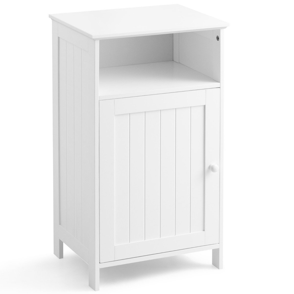 badezimmer-schrank-hw59319_8_ Kompaktiška spintelė su durelėmis ir reguliuojama lentyna (Balta)