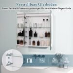 Klozetinis veidrodis su LED apšvietimu ir integruotais elektros lizdais (Sidabrinė)