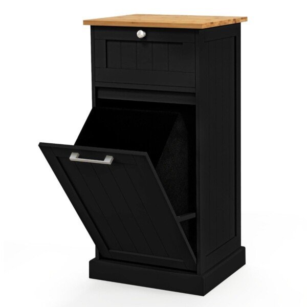 Baldų komplektas su skalbinių dėže ir stalčiais (Juoda)