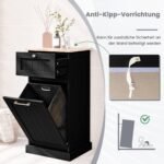 Baldų komplektas su skalbinių dėže ir stalčiais (Juoda)