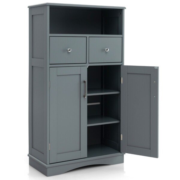 Kompaktiška vonios spintelė su stalčiais ir durelėmis (Pilka)