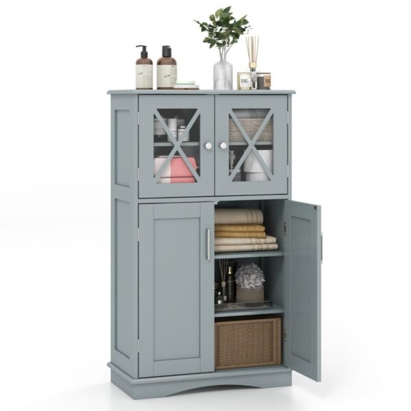 Talpinimo spintelė su durelėmis ir reguliuojamomis lentynomis (Pilka)