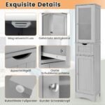 Aukšta vonios spintelė su 2 durelėmis ir stalčiumi 40x30x170 cm (Pilka)