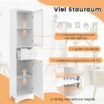 Aukšta vonios spintelė su 2 durelėmis ir 1 stalčiumi (Balta)