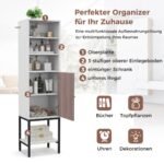 Aukšta siaura baldų spintelė su durelėmis (Balta)