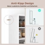 Aukšta siaura baldų spintelė su durelėmis (Balta)