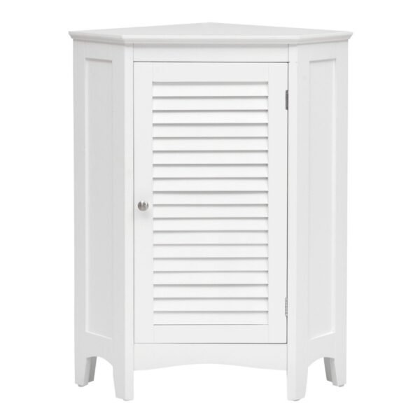 Kampinė spintelė su 5 pakopų reguliuojamu lentynų aukščiu (Balta)