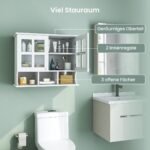 Vonios spintelė su lentynomis ir atviromis nišomis sieninė (Balta)