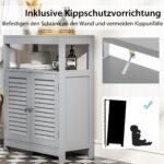 Aukšta vonios spintelė su reguliuojama lentyna 60 x 30 x 80 5 cm (Pilka)