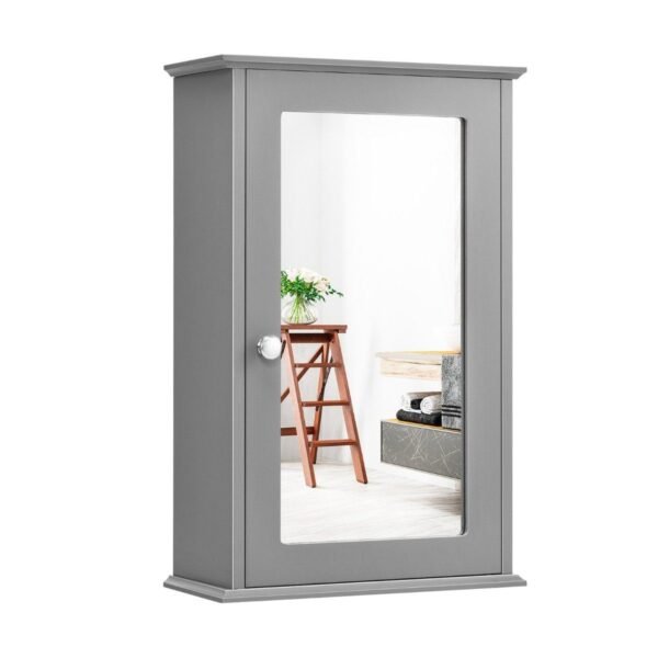 Vonios spintelė su veidrodžiu 34 x 15 x 53 cm (Pilka)
