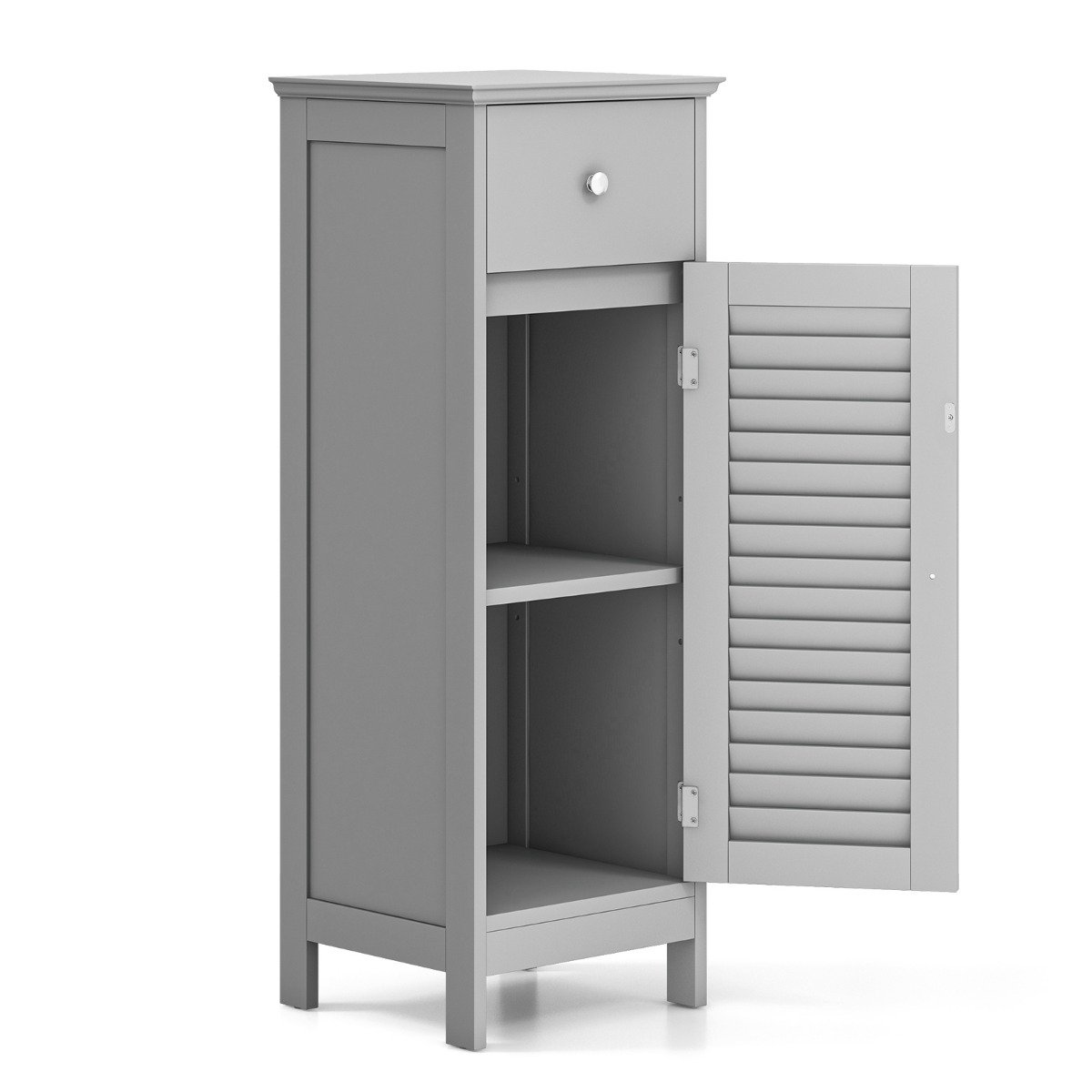 badezimmerschrank-wc-schrank-hw66000gr-1_10_ Kompaktiška vonios spintelė su stalčiumi ir durelėmis 32x30x88 cm (Pilka)