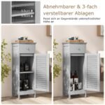 Kompaktiška vonios spintelė su stalčiumi ir durelėmis 32x30x88 cm (Pilka)