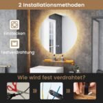 Apšviestas apvalus vonios veidrodis su laikymo lentyna (Sidabrinė)