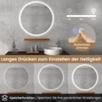 Apšviestas apvalus vonios veidrodis su laikymo lentyna (Sidabrinė)