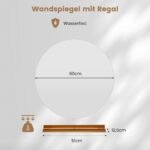 Apšviestas apvalus vonios veidrodis su laikymo lentyna (Sidabrinė)