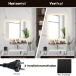 LED vonios veidrodis su lentyna ir pritemdymo funkcija 70 x 50 cm (Sidabrinė)