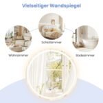 LED apšviestas vonios veidrodis su atminties funkcija ir nuo rasojimo apsaugos sistema (Sidabrinė)