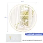 LED apšviestas vonios veidrodis su atminties funkcija ir nuo rasojimo apsaugos sistema (Sidabrinė)