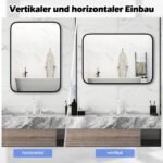 Stačiakampis vonios veidrodis su aliuminio rėmu 70x50 cm (Juoda)