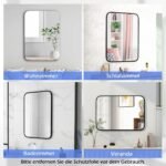 Stačiakampis vonios veidrodis su aliuminio rėmu 70x50 cm (Juoda)