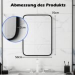 Stačiakampis vonios veidrodis su aliuminio rėmu 70x50 cm (Juoda)