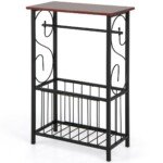 Kompaktiškas staliukas su laikikliu ir krepšiu (Ruda)