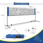 Reguliuojamas tinklinio ir badmintono tinklas su stovu (Juoda)