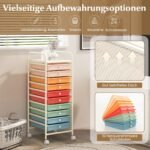 Mobilus dešimties stalčių organizatorius su ratukais (Gėlių rašto)