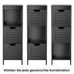 Kompaktiška vonios spintelė su dviem stalčiais (Juoda)