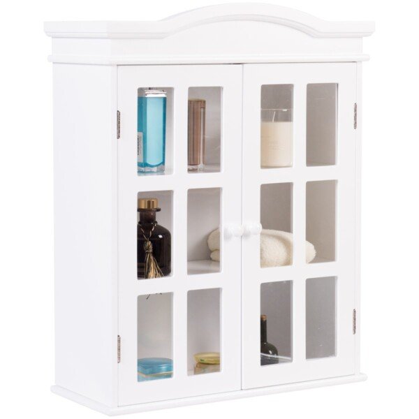 Pakabinama vonios spintelė su reguliuojamomis lentynomis (Balta)