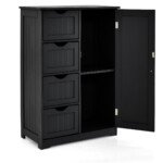 Kompaktiška vonios spintelė su 4 stalčiais (Juoda)